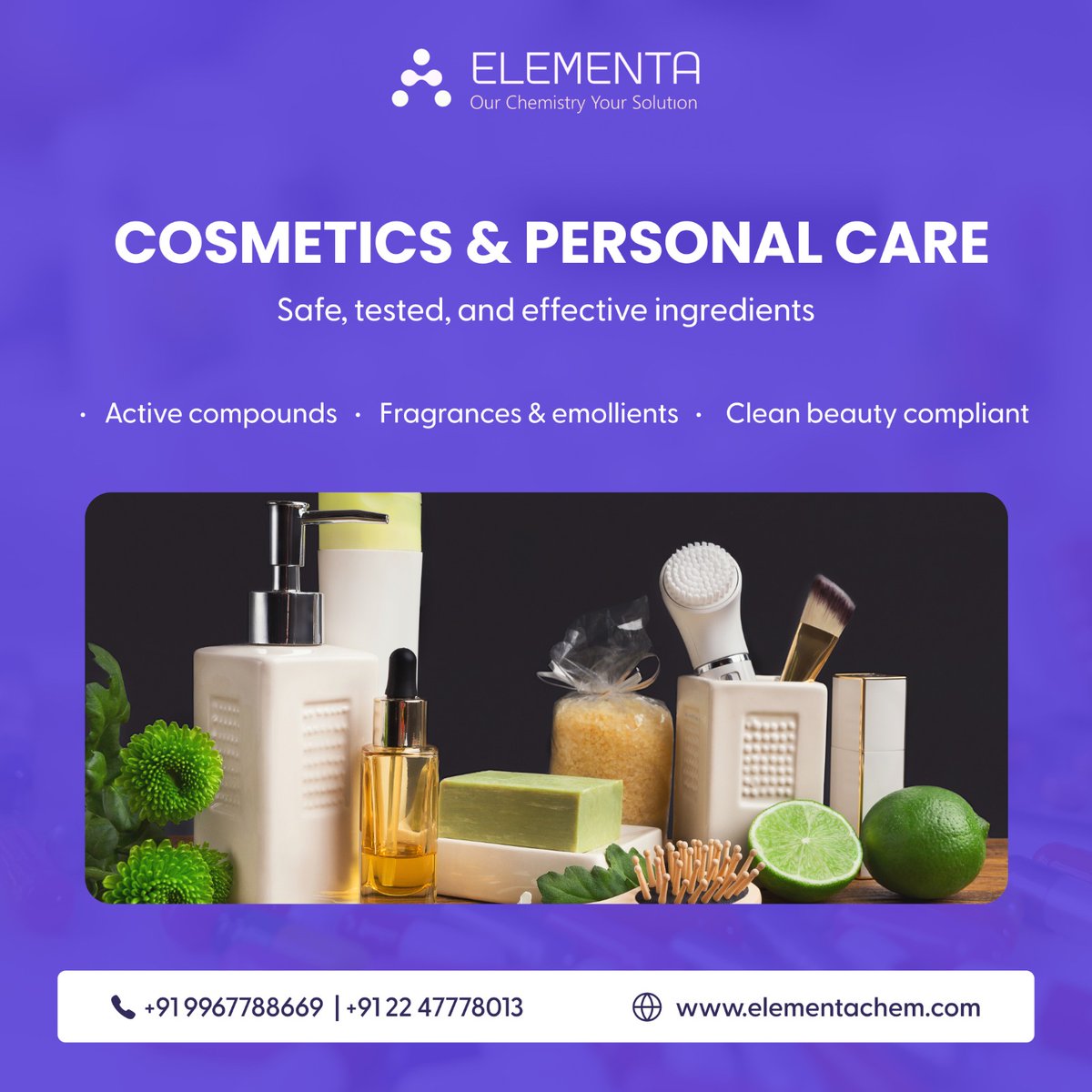 ElementaChem's tweet image. From high-purity APIs to sustainable agrochemical solutions, our global reach and trusted supply ensure you get the tailored ingredients you need to succeed.
#Elementa #Chemistry #Innovation #Pharmaceuticals #Nutraceuticals #Cosmetics #PersonalCare #Agrochemicals #Science