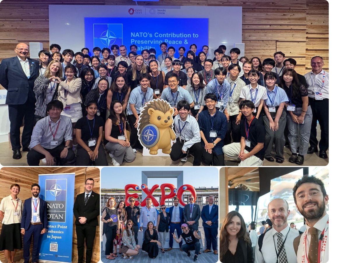 PietroDeMatteis's tweet photo. 🌏 #NATODays at #Expo2025 Osaka 🇯🇵 were a success!
Thanks to:
- Allies &amp; Partners for hosting #NATO activities: 🇧🇪🇨🇦🇨🇿🇩🇰🇫🇮🇩🇪🇮🇸🇳🇴🇵🇹🇷🇴🇸🇪🇮🇹🇬🇧+ 🇦🇺🇯🇵🇰🇷🇳🇿🇺🇦🇪🇺;
- 🇺🇦 artists showing their resilience vs 🇷🇺 aggression;
- @AkiraIgata, @_JakubJanda, speakers,students for great discussions! https://t.co/bBB4kOi6QH