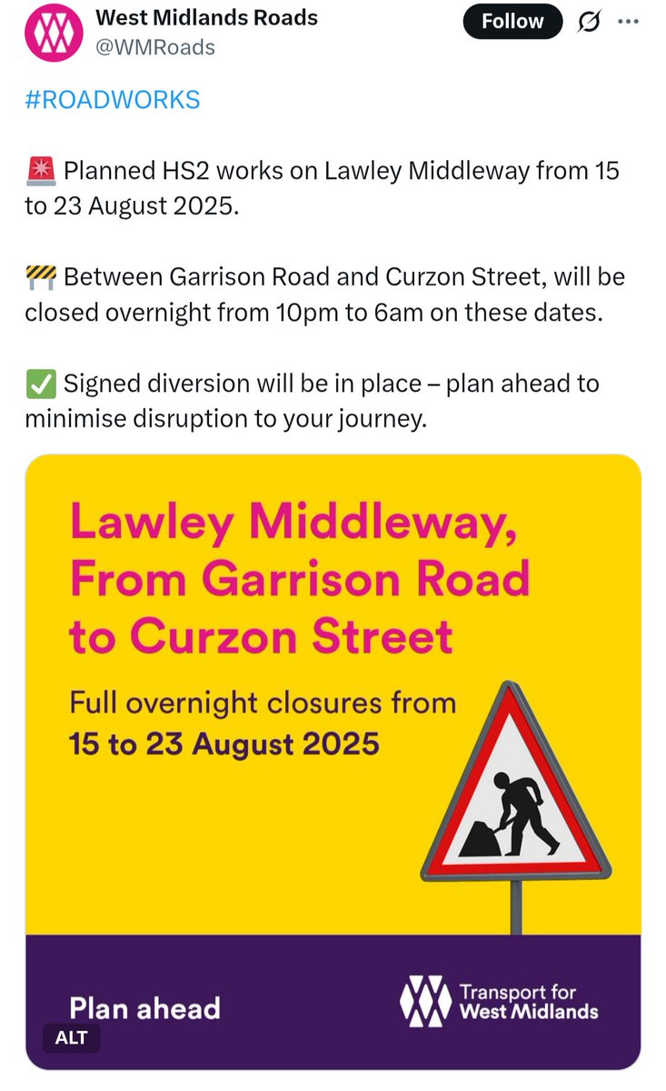 Small Heath Blues OSC (@smallheathosc) on Twitter photo For all Birmingham City fans travelling to games, please be aware of evening/overnight closures that may impact your journey
<a href="/OSCBCFC/">Birmingham City FC OSC</a> <a href="/WMRoads/">West Midlands Roads</a> <a href="/BCFCFanUpdates/">Birmingham City Supporter Updates</a> <a href="/ODSCBCFC/">Birmingham City Official Disabled Supporters Club</a>
#KRO #BCFC For all Birmingham City fans travelling to games, please be aware of evening/overnight closures that may impact your journey
<a href="/OSCBCFC/">Birmingham City FC OSC</a> <a href="/WMRoads/">West Midlands Roads</a> <a href="/BCFCFanUpdates/">Birmingham City Supporter Updates</a> <a href="/ODSCBCFC/">Birmingham City Official Disabled Supporters Club</a>
#KRO #BCFC