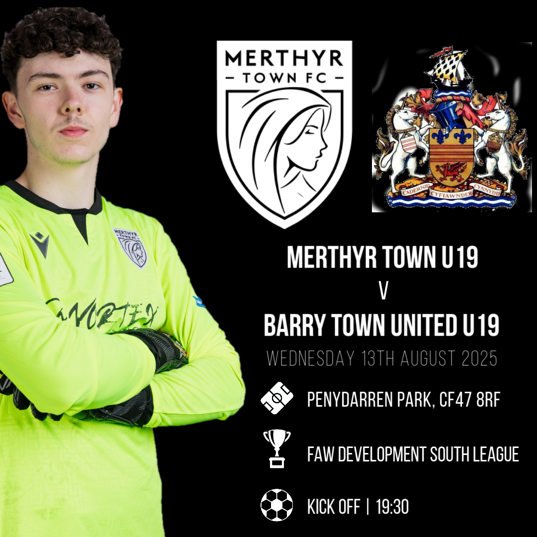 👏🏼 Our U19's will be looking to continue their winning start to the season tonight as they face <a href="/BTUAcademy/">Barry Town United Academy</a> U19's at Penydarren Park! 

⚽ Kick Off | 19:30
🎟️ FREE ENTRY
🍺 Bar &amp; Beer Garden open from 6pm! 

#OurTownOurClub | <a href="/MerthyrAcademy/">Merthyr Town Academy</a>