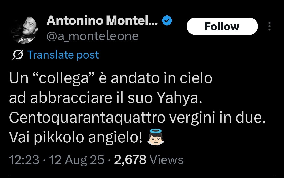 Un'epoca in cui un idiota come Antonino Monteleone, uno dei tanti danni fatti da Le Iene all'Italia, tra battute e meme su un genocidio oggi conduce un programma in Rai.