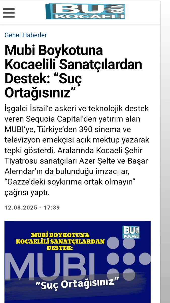 Gazze’de gazeteciler, sanatçılar, sinema emekçileri öldürülüyor; kültürel miras yok ediliyor. “Gazze’deki soykırıma ortak olmayın”. #filistin <a href="/basaralmdr/">Başar Alemdar</a>