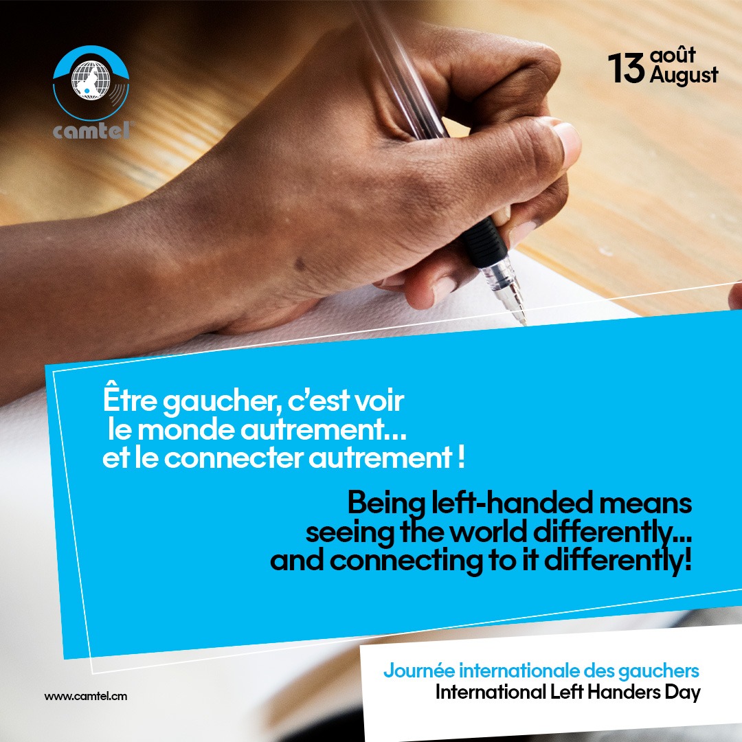Aujourd’hui, on célèbre la créativité… version main gauche ✋💙 !
#JournéeDesGauchers #Diversité #CAMTEL
-----------------
Today, we celebrate creativity... with the left-handed ✋💙!
#LeftHandersDay #Diversity #CAMTEL