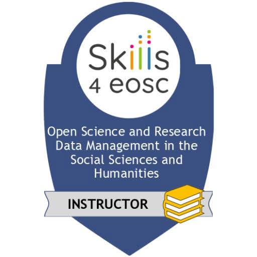 vladotra's tweet image. #eosc #skills #instructor #socialsciences #humanities
Course: Open Science and Research Data Management in the Social Sciences and Humanities
This badge is awarded for completing the course “Open Science and Research Data Management in the Social Sciences and Humanities.”