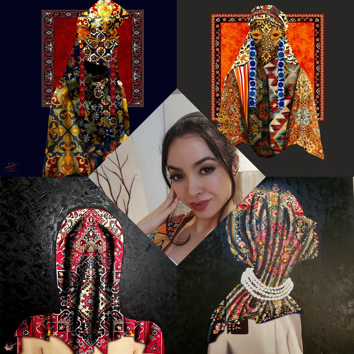 Gm ❤️
Introducing the "Warp&amp;Weft of Identity" collection
A series of portraits where history, culture,and  beauty are woven together.
Each piece blends a human face with the patterns of a Persian carpet,where facial lines intertwine with timeless motifs to tell a new story.
1/6🧶