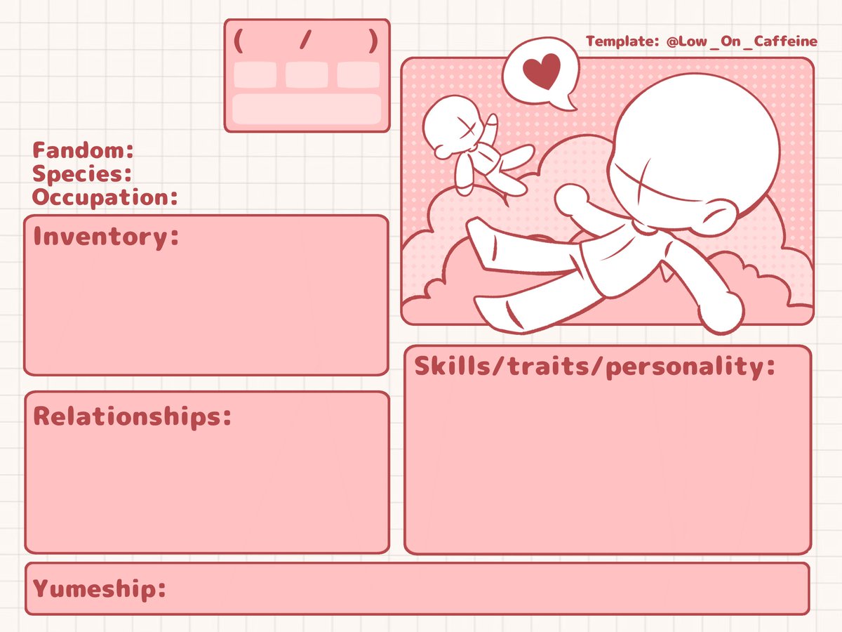 Low_On_Caffeine's tweet image. #yumetwt OC/sona-centered template
Needed a sheet for personal use &amp;amp; turned it into a template
-
Example/inspiration in 2nd pic, more color versions below ⤵️
-
Free to use/adjust to your needs, just keep the watermark