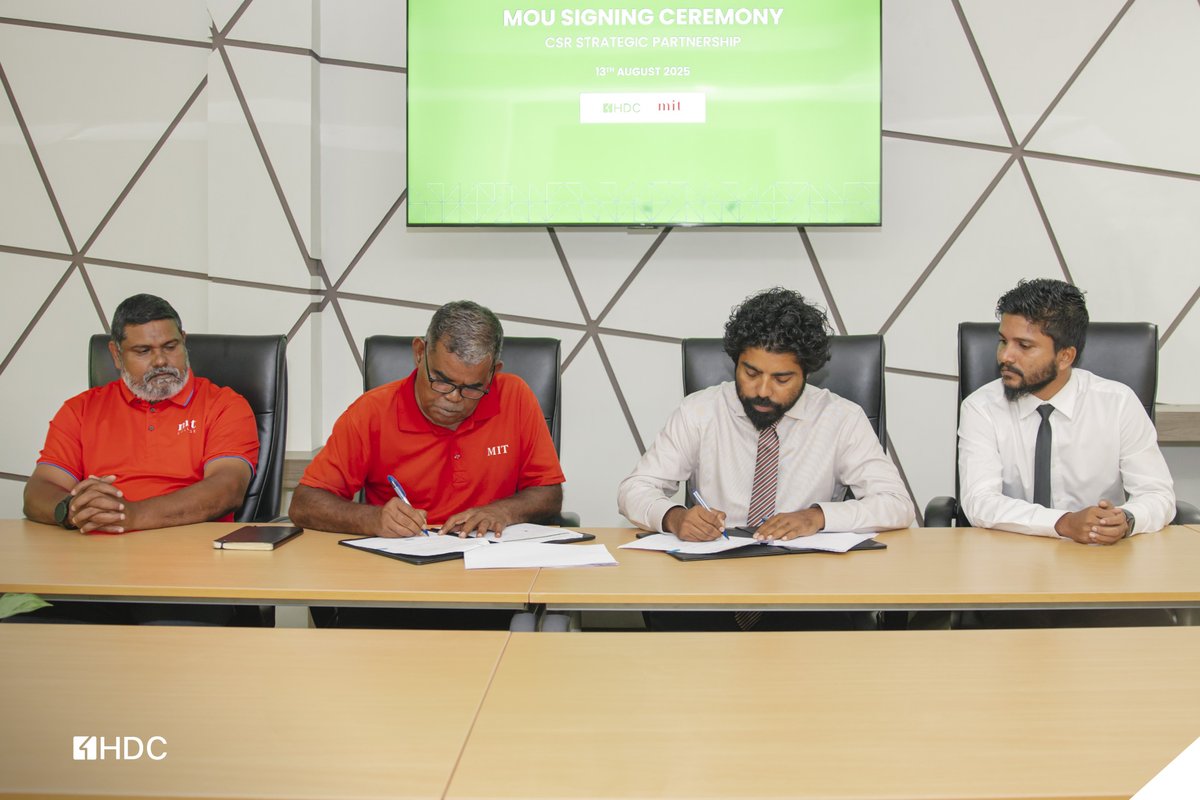 hdcmaldives's tweet photo. As part of our efforts to foster inclusive growth, we are excited to announce that we have signed an MOU with @mitmaldives. Together, we aim to empower women, youth & persons with disabilities through impactful community development programs.
#SupportingCommunities
#WithHDC https://t.co/8494J8wipr