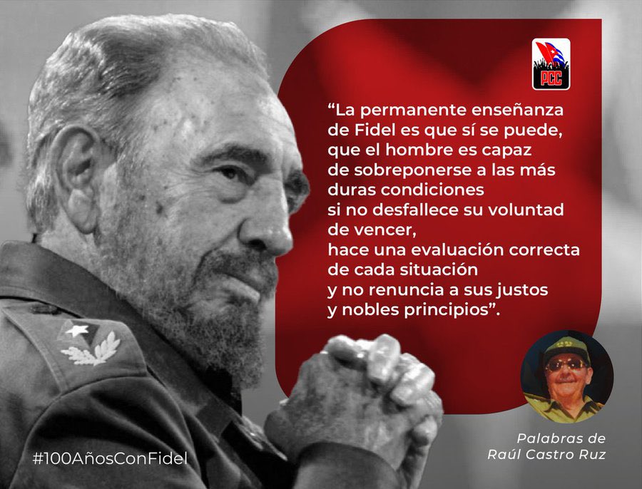 Cadena Agramonte (@cadenagramonte) on Twitter photo “(...) nuestra más firme columna, nuestra mejor tropa, la única tropa que es capaz de ganar sola la guerra: ¡Esa tropa es el pueblo!"
El pueblo de #Cuba sigue fiel al legado de #FidelVive
#100AñosConFidel
<a href="/PartidoPCC/">Partido Comunista de Cuba</a> <a href="/DiazCanelB/">Miguel Díaz-Canel Bermúdez</a> <a href="/DrRobertoMOjeda/">Dr. Roberto Morales Ojeda</a> <a href="/MinfarC/">Minfar_Cuba</a> <a href="/juanmendoza89/">Juan Mendoza Medina</a> “(...) nuestra más firme columna, nuestra mejor tropa, la única tropa que es capaz de ganar sola la guerra: ¡Esa tropa es el pueblo!"
El pueblo de #Cuba sigue fiel al legado de #FidelVive
#100AñosConFidel
<a href="/PartidoPCC/">Partido Comunista de Cuba</a> <a href="/DiazCanelB/">Miguel Díaz-Canel Bermúdez</a> <a href="/DrRobertoMOjeda/">Dr. Roberto Morales Ojeda</a> <a href="/MinfarC/">Minfar_Cuba</a> <a href="/juanmendoza89/">Juan Mendoza Medina</a>