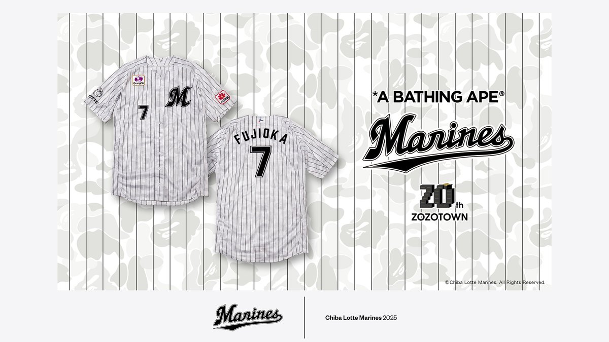 千葉ロッテマリーンズ×A BATHING APE レプリカユニフォーム　Lサイズ 千葉ロッテマリーンズ×A BATHING APE レプリカユニフォーム L