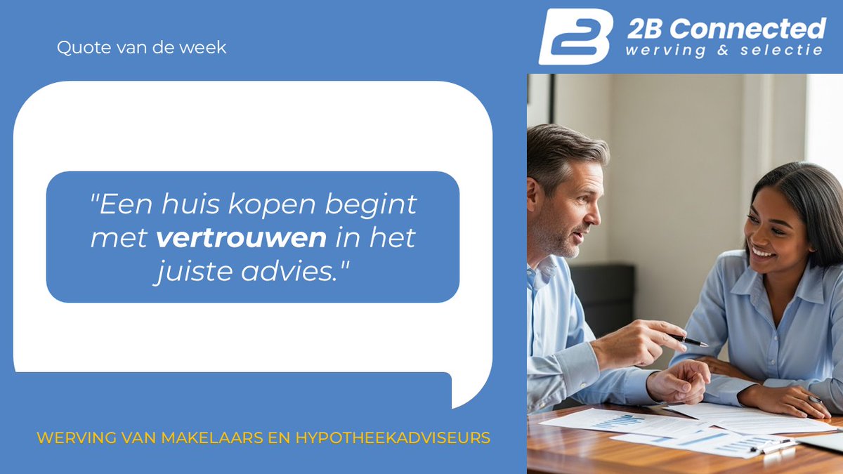 2BConnected1's tweet photo. Een huis koop je niet zomaar. Het begint met vertrouwen – in je adviseur, en in het advies. 🏡 

#hypotheekadvies #vertrouwen #woonwens https://t.co/1AhJDEM9LG