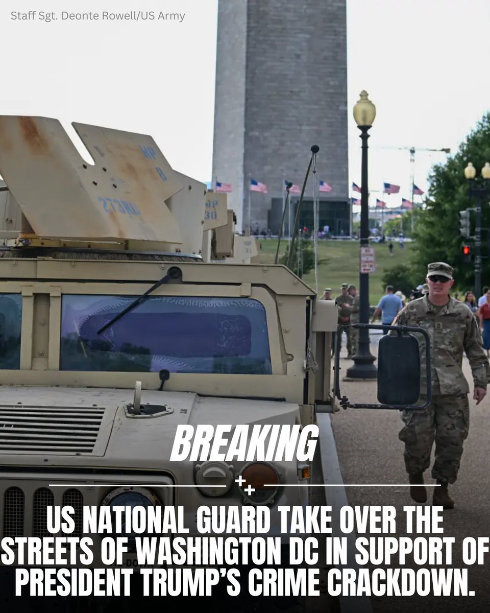 National Guard troops began deploying across Washington, DC, on Tuesday, one day after President Donald Trump signed an executive order to address rising crime in the nation’s capital. The US Army posted photos on X of military Humvees parked near the Washington Monument, noting,