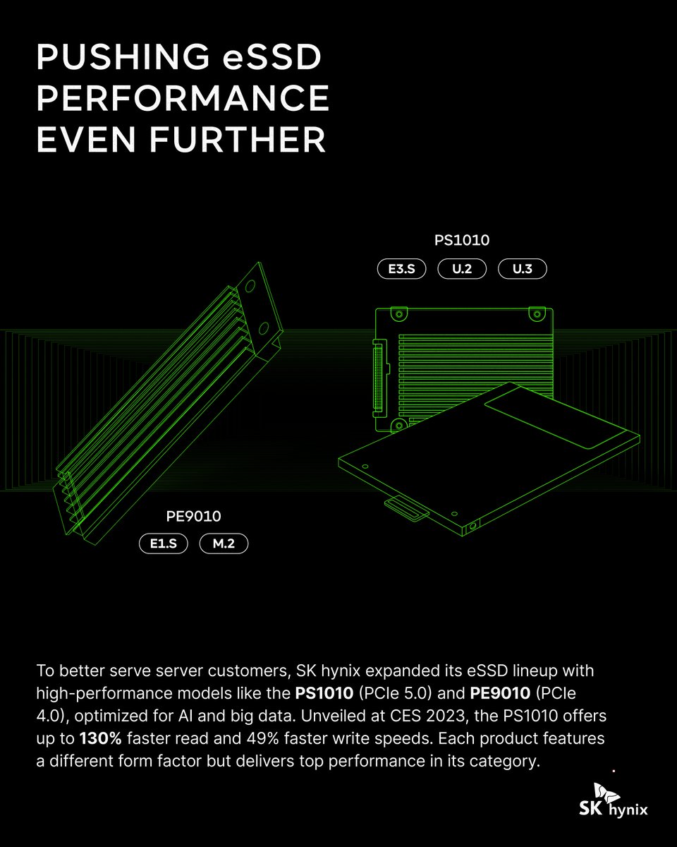 SKhynix's tweet photo. From a single eSSD to a full-stack lineup. @SKhynix’s journey in enterprise SSDs (#eSSD) is just getting started. Discover how we built it—layer by layer!
#SKhynix #enterpriseSSD #Storage #4DNAND https://t.co/baf3JDgkWl