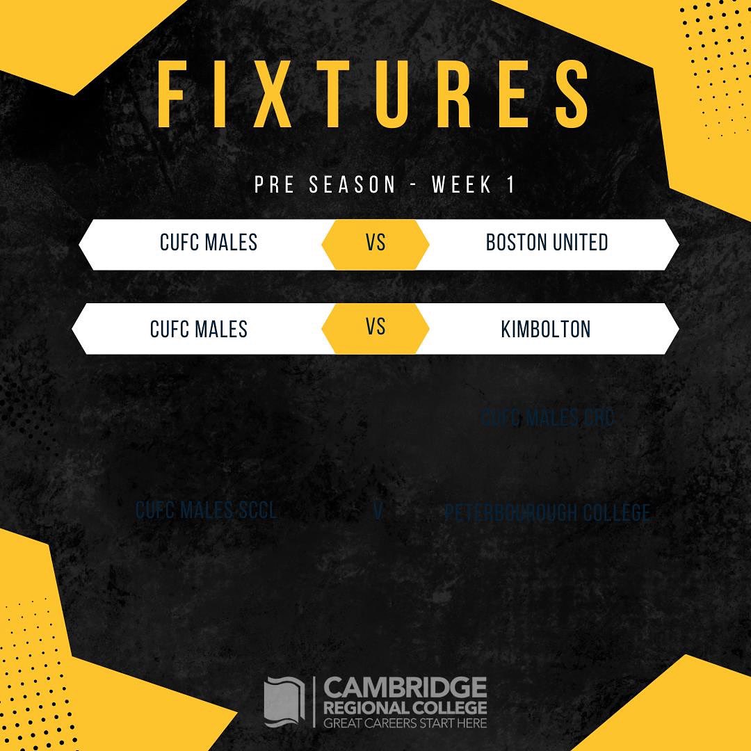 CrcCufc's tweet image. PRE SEASON ⚽️🟡⚫️

Fixtures start for the male teams today against @bufcacademy &amp;amp; @Kimboltoncolts 

#CUFC #Pre #Season #Scholarship