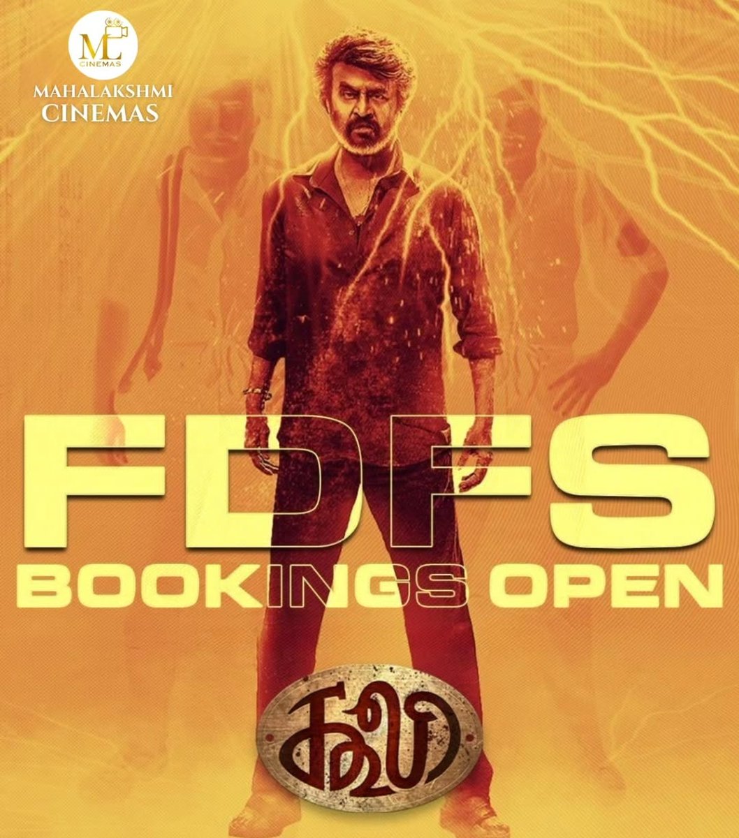 Screenmahas's tweet photo. Book your FDFS 🔥

#Coolie #CoolieFromAug14
#CoolieBookings
#Kallakurichi https://t.co/xZlPUTv530