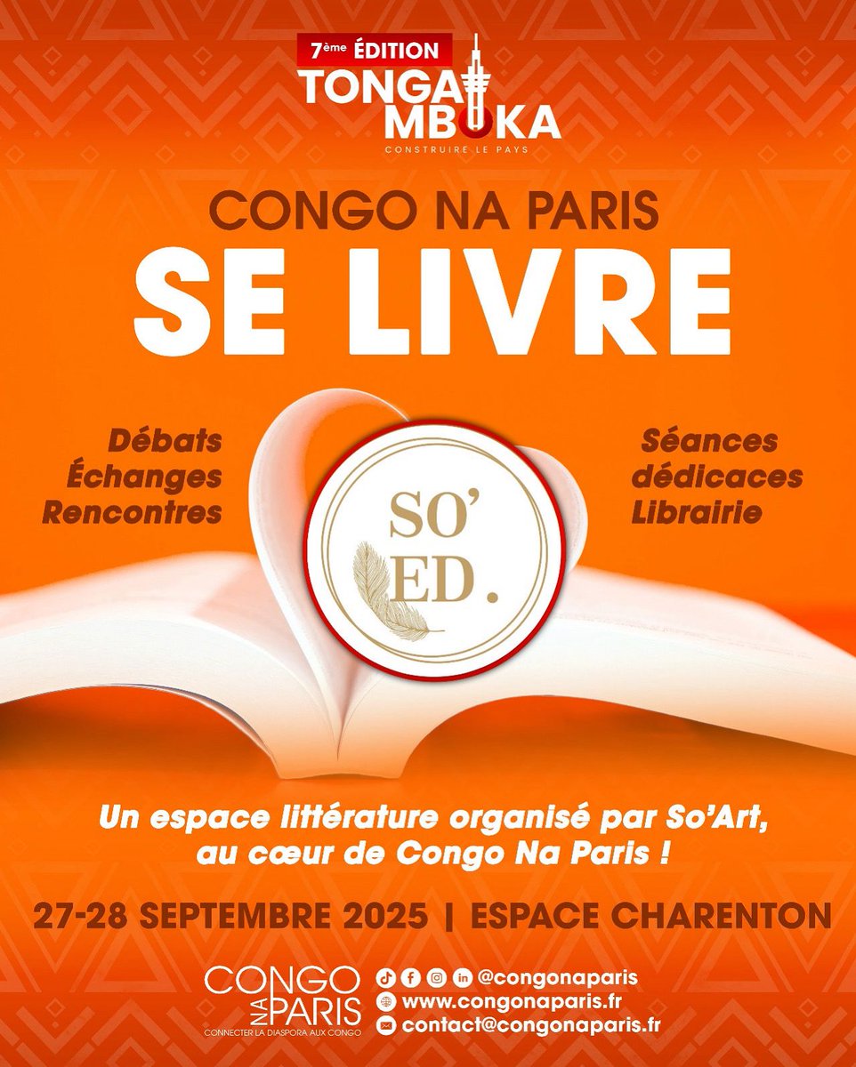 📚 Focus sur l’Espace Littérature

Cette année, l’Espace Littérature : « Le Congo se Livre »revient plus grand et repensé, car il est essentiel de donner à nos auteurs un lieu privilégié pour mettre leurs ouvrages en lumière et aller à la rencontre de leurs lecteurs.

#CNP7