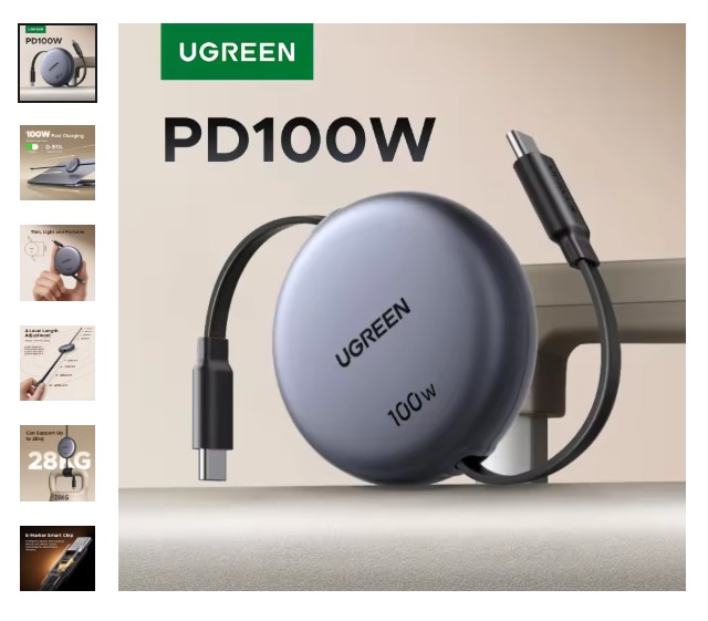 shopping_soma's tweet image. Get it here - alli.pub/797urj
UGREEN USB-C to USB-C PD Fast Charging Retractable Cable for iPhone 15 Pro Max &amp;amp; Type-C Devices
#UGREEN
#USBCable
#FastChargingCable
#RetractableCable