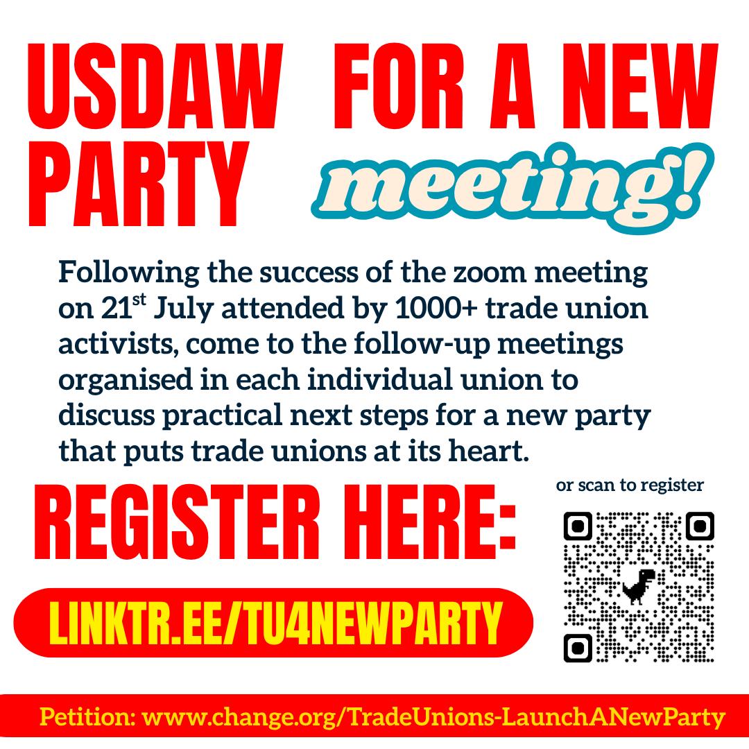 Usdaw for a new workers party meeting - Sunday 31st August, 7pm on Zoom

Register here - us06web.zoom.us/meeting/regist…