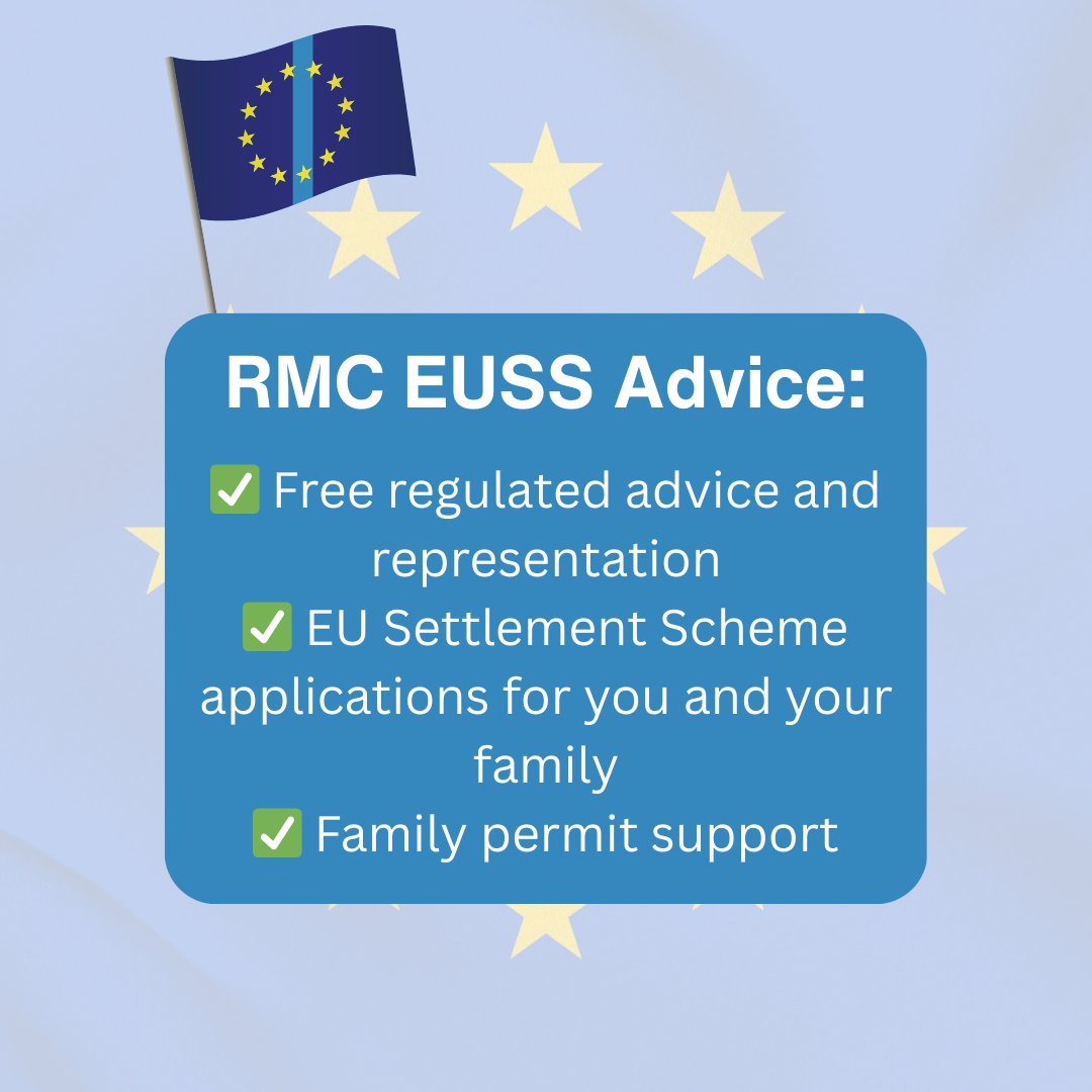 RMCentre's tweet photo. Our expert team are on hand to help with EU Settlement Scheme Applications.
If they are late applications or for those with vulnerabilities, we're here to help and provide regulated advice and representation.

Find out more at https://t.co/4QREmYHiaz

#EUSS #EUSettlement https://t.co/PN2f9Zaxde