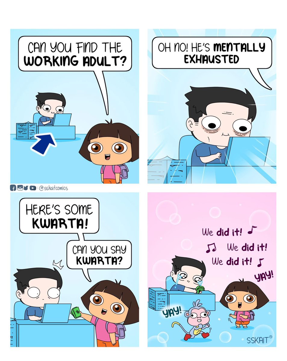 sskaitcomics's tweet photo. Can you say Kwar-ta?

Let's help the Gora the explorer and comment down Kwarta! ✨😆 https://t.co/FPGE5OHkzx