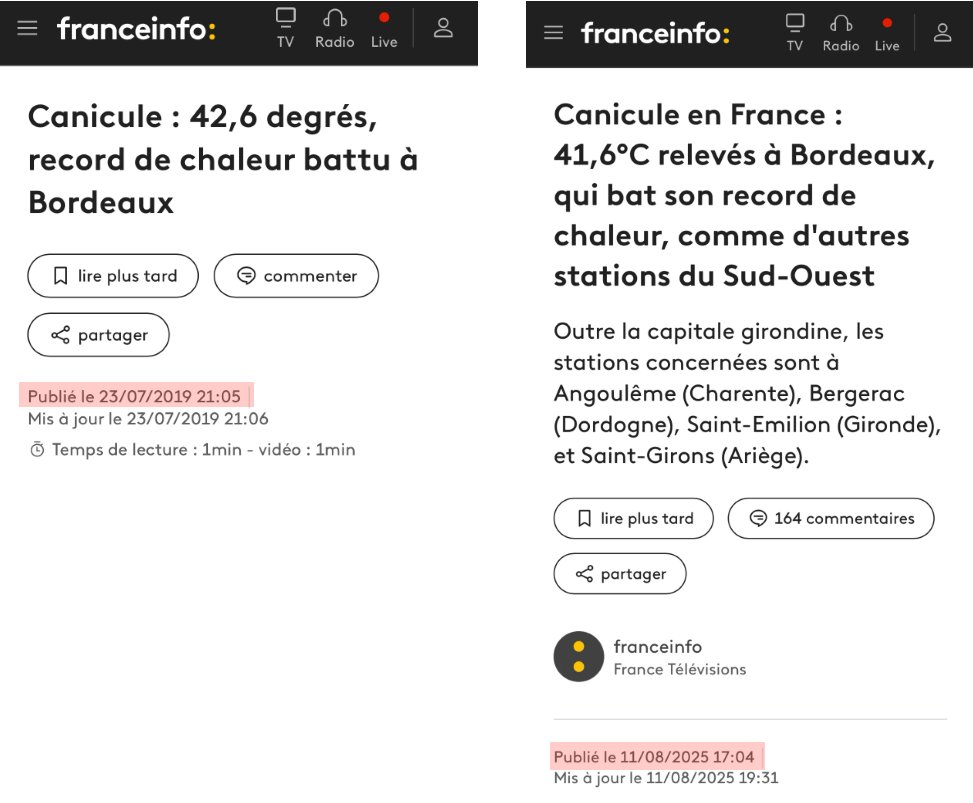 Florent Chenu (@chenuflorent) on Twitter photo 🤡 <a href="/franceinfo/">franceinfo</a>
Canicule 2019 - Record battu 42,6° à Bordeaux
Canicule 2025 - Record battu 41,6° à Bordeaux
N'oublions pas que ceux qui désinforment sont ces mêmes médias qui lancent une "#AlliancePourLesFaits" afin de soi-disant "lutter contre la désinformation" ! 🤡 <a href="/franceinfo/">franceinfo</a>
Canicule 2019 - Record battu 42,6° à Bordeaux
Canicule 2025 - Record battu 41,6° à Bordeaux
N'oublions pas que ceux qui désinforment sont ces mêmes médias qui lancent une "#AlliancePourLesFaits" afin de soi-disant "lutter contre la désinformation" !