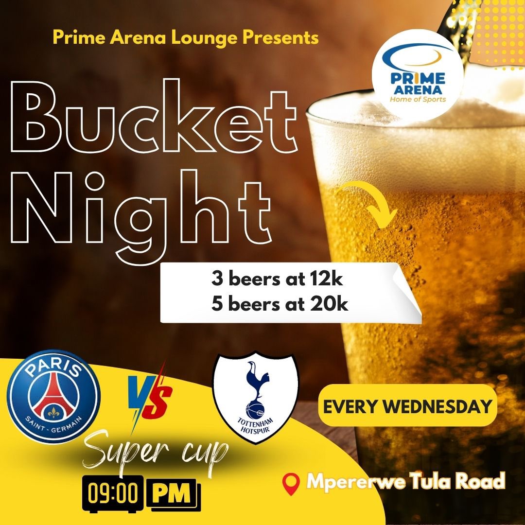 Tonight’s vibes are set! Bucket Night and PSG vs Tottenham live at 9PM. 

Cold beers, hot game, perfect midweek. ⚽🔥

#primearena #bucketnight  #beer