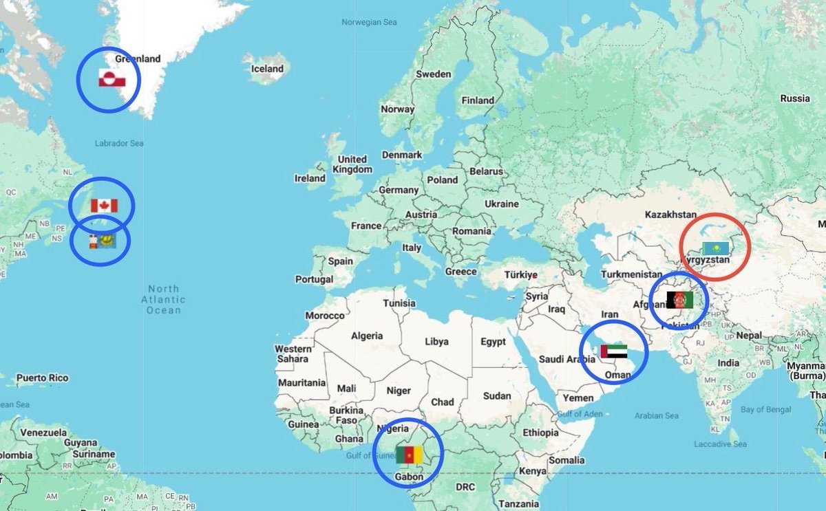 SweeperPod's tweet photo. 🏙️ Cities closer to Central Europe than Almaty (5,000 km), which is on course to host UEFA Champions League football this season thanks to Kairat:

🇬🇱 Nuuk (3,500km)
🇦🇪 Dubai (4,300km)
🇵🇲 Saint-Pierre (4,600km)
🇦🇫 Kabul (4,700km)
🇨🇲 Yaoundé (4,800km)
🇨🇦 St. John's (4,800km) https://t.co/kMV19Xd1hv