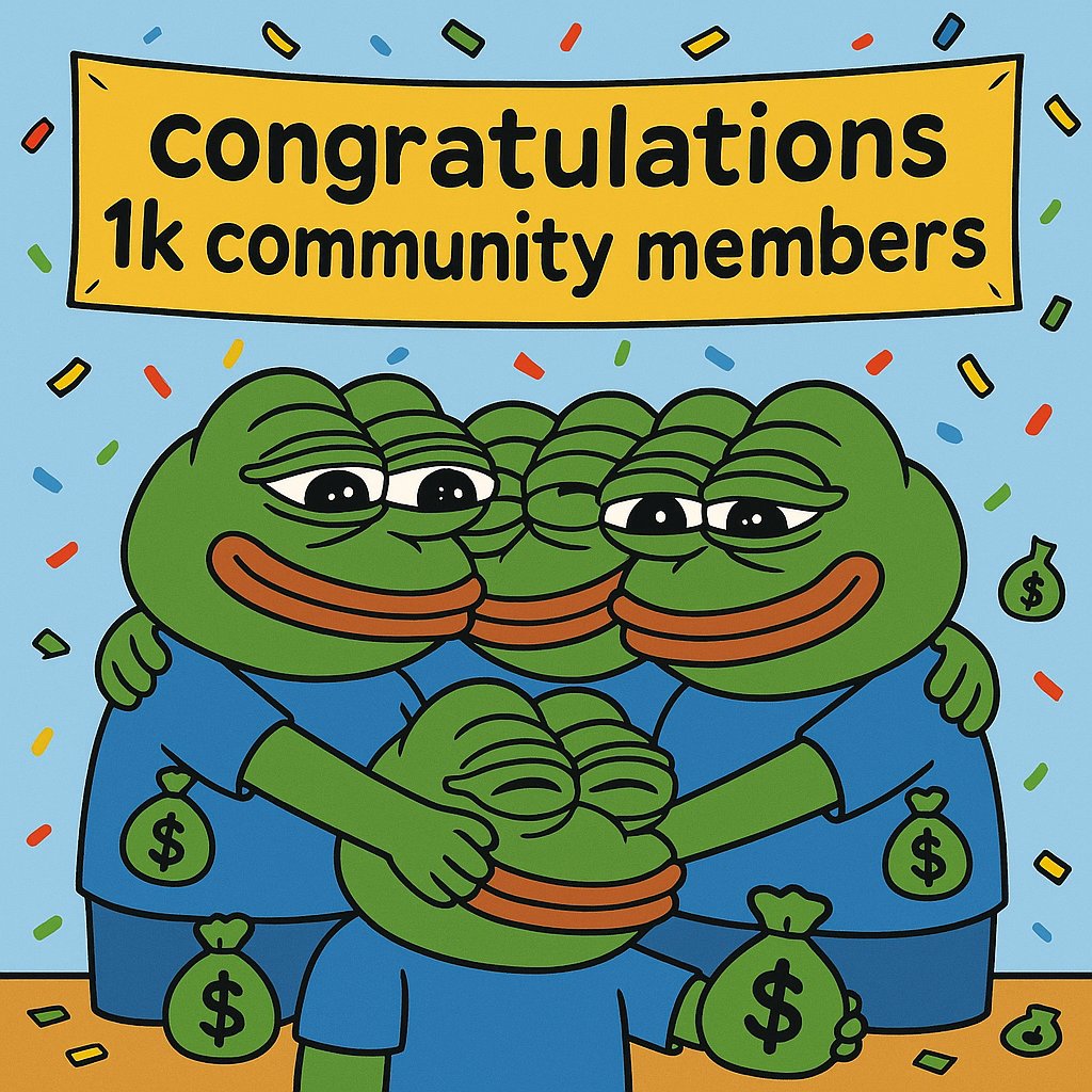 shit just realised were over 1000 members in the x community now. 

wonder if <a href="/Matt_Furie/">𝓜𝓪𝓽𝓽 𝓕𝓾𝓻𝓲𝓮</a> or <a href="/finnbags/">FINN</a> will join us some time?

what a journey and we are still early

🐸💰