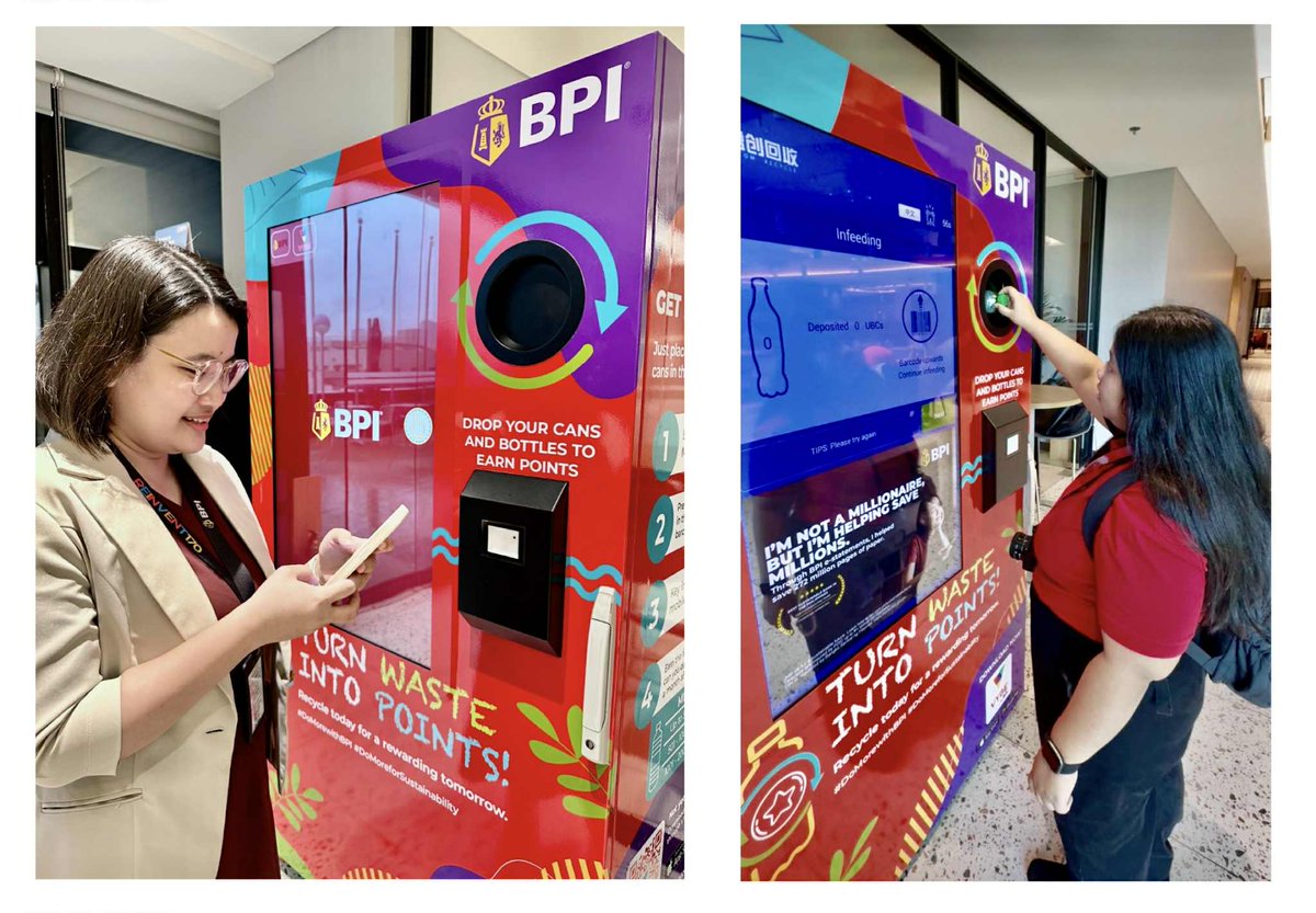 vdb64's tweet image. Check out this article: BPI uses the first workplace reverse vending machine in the industry to convert plastic waste into VYBE points - vicvicbautista.com/2025/08/12/bpi… #BankofthePhilippineIslands #BPI #ReverseVendingMachine #RVM #TurnWasteIntoPoints