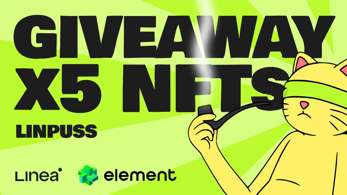 Linpuss | Linea (@linpusslinea) on Twitter photo We're Giving Away x5 NFTs w/Element 🎁
The $LINEA Cat feeds the real ones 😼
Follow <a href="/LinpussLinea/">Linpuss | Linea</a> & <a href="/Element_Market/">Element NFT Marketplace</a> 🫂
RT & Drop $ETH Wallet 🪂 We're Giving Away x5 NFTs w/Element 🎁
The $LINEA Cat feeds the real ones 😼
Follow <a href="/LinpussLinea/">Linpuss | Linea</a> & <a href="/Element_Market/">Element NFT Marketplace</a> 🫂
RT & Drop $ETH Wallet 🪂