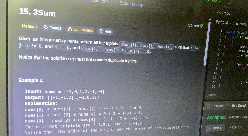 PrathEffect's tweet image. ✨ LeetCode Day 17
Problem: Medium
History: 3 days of pure suffering
Today: Wrote code once…
Compiler: Accepted ✅ on first try
Me: Looking around like I just hacked NASA 🕶️
Mood: confidence++
#LeetCode #100DaysOfCode #FirstTryMagic #DevHumor