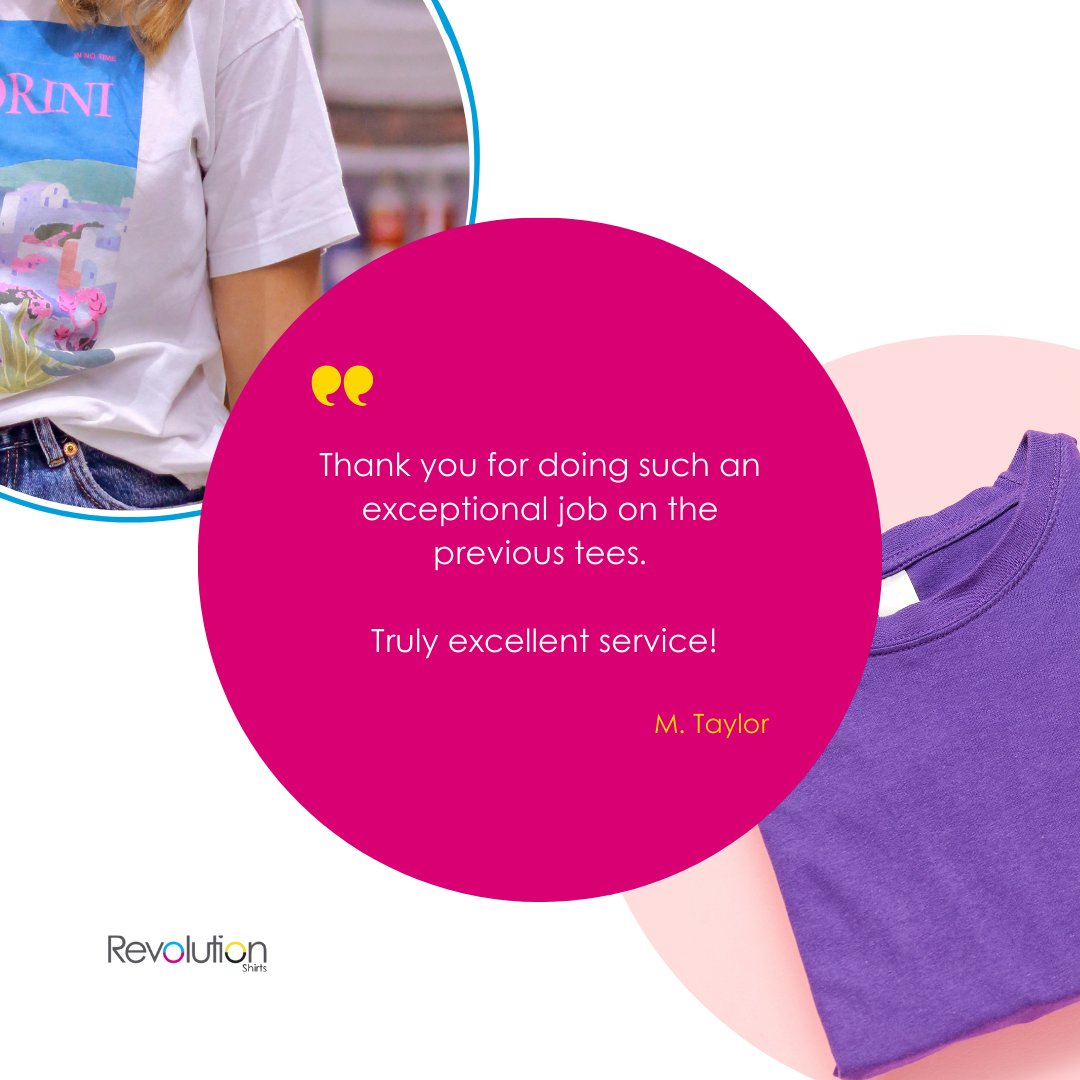 RevoShirt's tweet image. Big thanks to another of our customers for the kind words – we’re so glad you loved the tees! ✨

Get in touch with us to start ordering yours! sales@revolutionshirts.co.uk 

#CustomTShirts #CustomerLove #TShirtPrinting