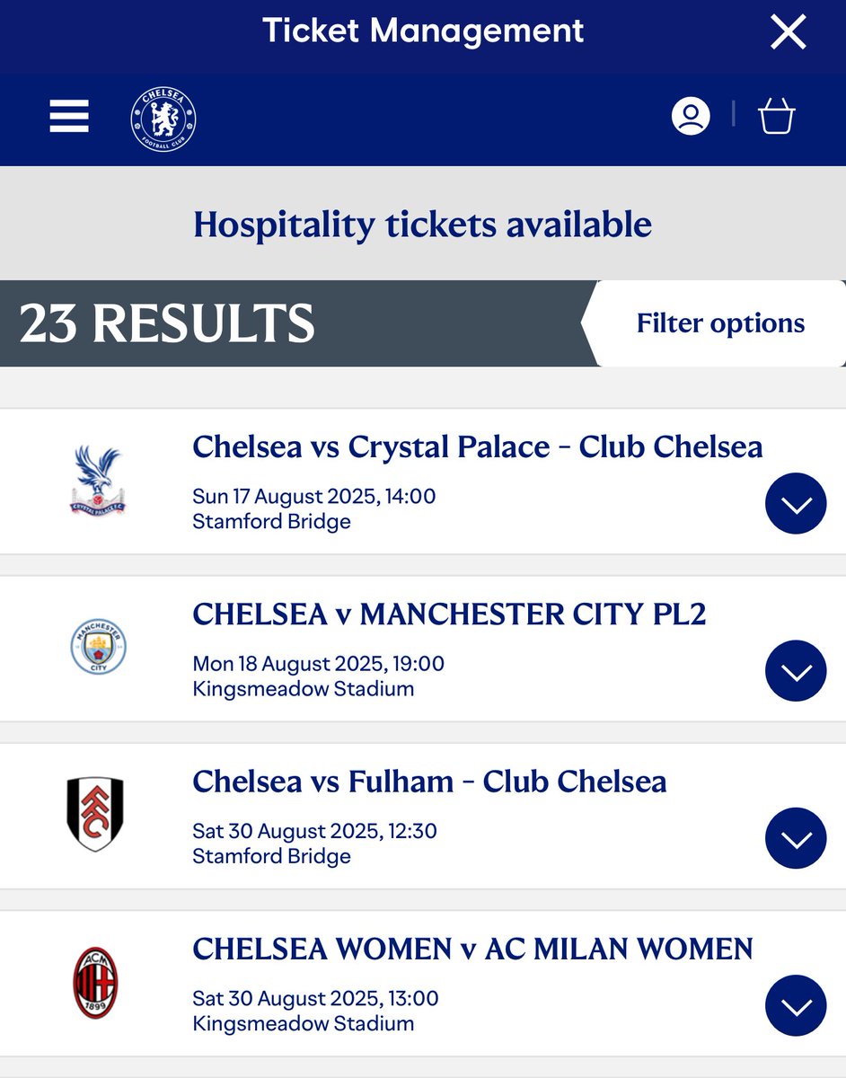 MunichChels's tweet image. Seems like no more normal tickets available in the ticket exchange - still looking for a Palace spare 🥶#cfcspares #spares #chelseafc UTC