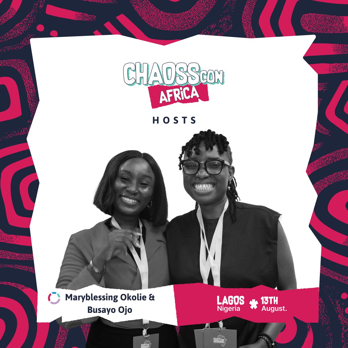 chaoss_africa's tweet photo. Say hello to your hosts for today 🥳

@Oluwaboosayo and @ukdevv are here to keep the energy high so you don’t miss a thing!

#chaossconafrica2025 https://t.co/KiZvIF5SV6