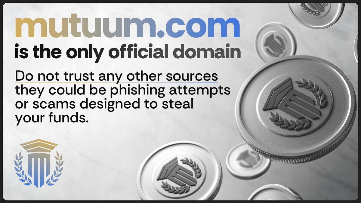 MutuumFinance's tweet photo. ⚠️ The Mutuum Finance team will never direct-message you first, request your seed phrase, or instruct you to connect your wallet to any site. Accounts that do so are impersonating the team for malicious purposes—ignore, block, and report them.

Join MUTM: https://t.co/XzzMNZpWbi