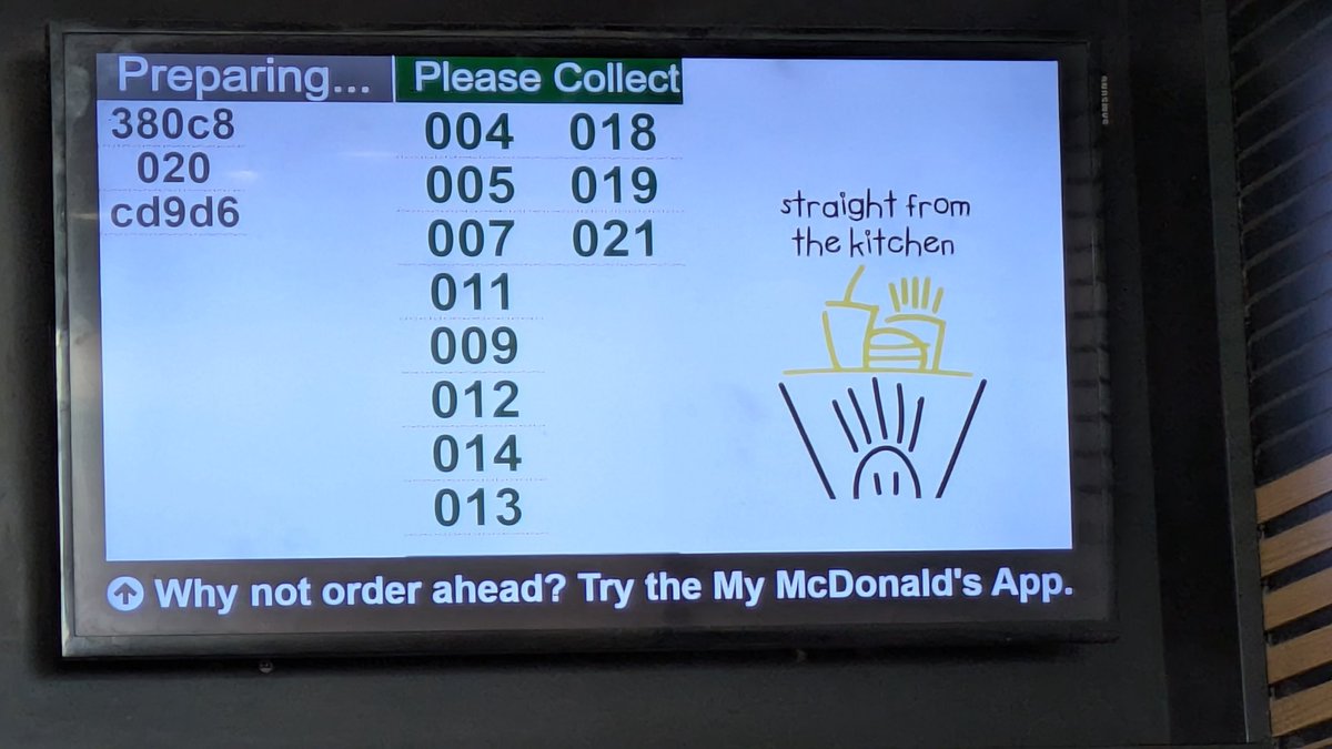 Carl Pickering (@carlpickering) on Twitter photo It seems <a href="/McDonalds/">McDonald's</a> still haven't got this bug fixed 😁
Then again it's pretty harmless.... It seems <a href="/McDonalds/">McDonald's</a> still haven't got this bug fixed 😁
Then again it's pretty harmless....