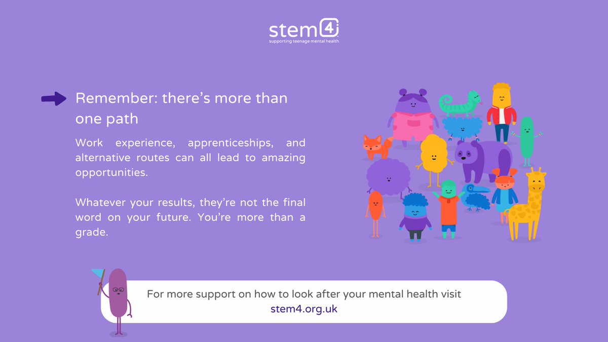 stem4org's tweet photo. Results are out! 💙 Whether you got what you hoped for or not here are some reminders!

If your emotions feel overwhelming, try @calmharmapp  for safe ways to manage difficult feelings.

Your results are just one step on your journey. 💪

#ResultsDay #ALevelResults #GCSEResults https://t.co/Ph8KYQcRc7