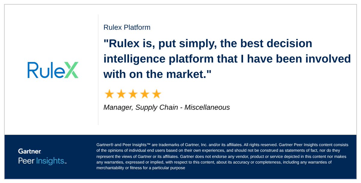 Rulex (@rulex_ai) on Twitter photo Manager, Supply Chain in the Miscellaneous Industry gives Rulex Platform ๐ฑ/๐ฑ ๐ฅ๐ฎ๐๐ถ๐ป๐ด in Gartner Peer Insightsโข ๐๐ฒ๐ฐ๐ถ๐๐ถ๐ผ๐ป ๐๐ป๐๐ฒ๐น๐น๐ถ๐ด๐ฒ๐ป๐ฐ๐ฒ ๐ฃ๐น๐ฎ๐๐ณ๐ผ๐ฟ๐บ๐ ๐ ๐ฎ๐ฟ๐ธ๐ฒ๐.
๐ก Read the full review here: gtnr.io/Mk3Si0m8K
#gartnerpeerinsights Manager, Supply Chain in the Miscellaneous Industry gives Rulex Platform ๐ฑ/๐ฑ ๐ฅ๐ฎ๐๐ถ๐ป๐ด in Gartner Peer Insightsโข ๐๐ฒ๐ฐ๐ถ๐๐ถ๐ผ๐ป ๐๐ป๐๐ฒ๐น๐น๐ถ๐ด๐ฒ๐ป๐ฐ๐ฒ ๐ฃ๐น๐ฎ๐๐ณ๐ผ๐ฟ๐บ๐ ๐ ๐ฎ๐ฟ๐ธ๐ฒ๐.
๐ก Read the full review here: gtnr.io/Mk3Si0m8K
#gartnerpeerinsights