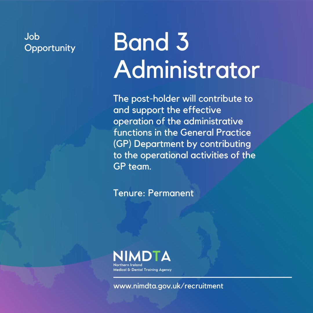 NIMDTA (@_nimdta) on Twitter photo ๐ข Job Opportunity ๐
We are #recruiting for:
๐๐ฎ๐ป๐ฑ ๐ฏ ๐๐ฑ๐บ๐ถ๐ป๐ถ๐๐๐ฟ๐ฎ๐๐ผ๐ฟ to and support the effective operation of the General Practice (GP) Department.
Closing date: Friday 22nd August 2025 at 6pm
For full details and to apply visit:
๐tinyurl.com/3sr7tfp7 ๐ข Job Opportunity ๐
We are #recruiting for:
๐๐ฎ๐ป๐ฑ ๐ฏ ๐๐ฑ๐บ๐ถ๐ป๐ถ๐๐๐ฟ๐ฎ๐๐ผ๐ฟ to and support the effective operation of the General Practice (GP) Department.
Closing date: Friday 22nd August 2025 at 6pm
For full details and to apply visit:
๐tinyurl.com/3sr7tfp7