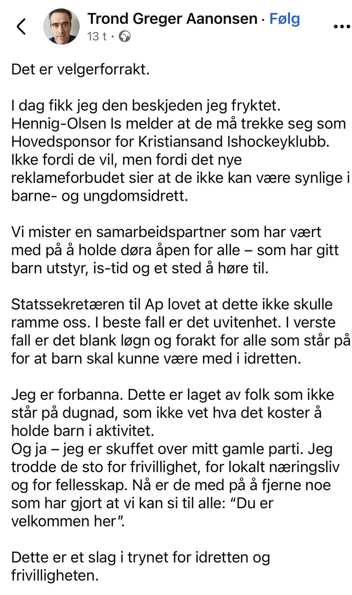 Smoothedan's tweet photo. Nok et eksempel på symbolpolitikk som får alvorlige konsekvenser. 🥀#2hockey https://t.co/EBIoWjZSeX