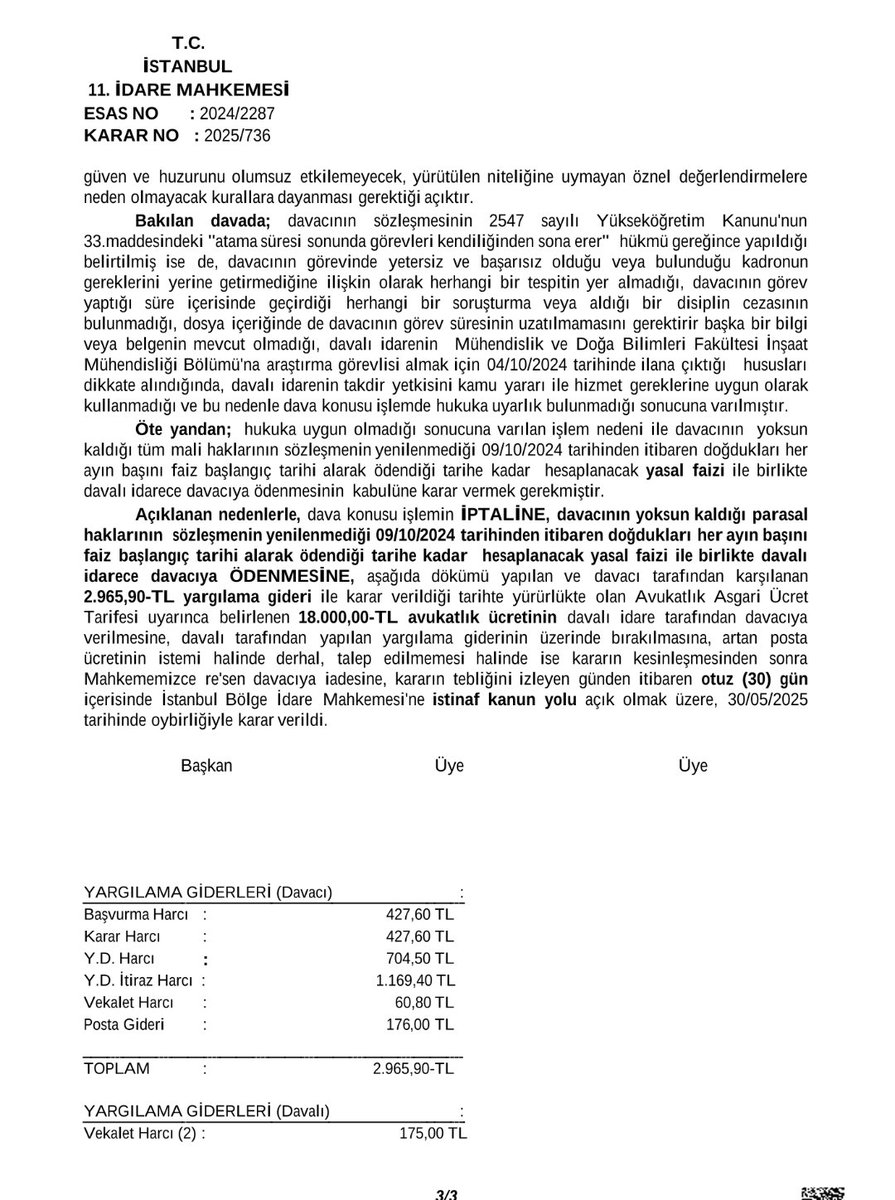 #Vakıfüniversitesiakademisyenlerikararpaylaşımları2

📌 Üniversitenin Atama Süresi Dolan Akademik Personelin Sözleşmesini Yenileme Zorunluluğu Var mıdır?

Bu soru kitabımızda da yer verdiğimiz sorulardan biri olup yargının önüne uyuşmazlıklar "yenileme zorunluluğu" bakımından