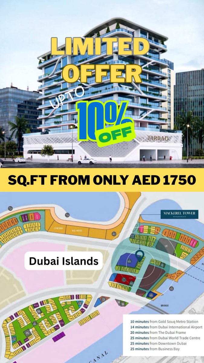 azadhamoo's tweet photo. Get your spacius luxury Fully furnished 2bhk flat in Dubai islands. Near the beach, Yacht marina and Golf course, with up to 10% off for limited time.

Prices per sq. Ft from only aed 1750 
Available 2bhk flats from AED 2.16 

35% DOWN-PAYMENT
65% UPON COMPLETION 

+971564508246 https://t.co/I1e6lLvUjf