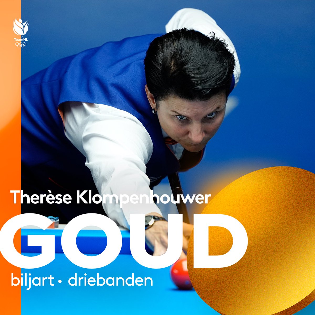 GESCHIEDENIS GESCHREVEN 👏

Voor het eerst in de historie stond dames driebanden op het programma van de World Games. 

Acht vrouwen, één kans, en een titel die maar één keer als eerste gewonnen kan worden.

En die gaat naar Therese 🔥

#TeamNL