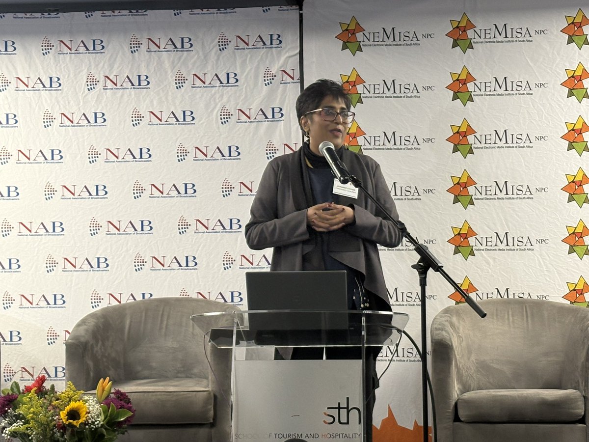 <a href="/NEMISA_/">NEMISA</a> <a href="/MddaMedia/">Media Development and Diversity Agency(MDDA)</a> <a href="/CommsZA/">Dept of Communications & Digital Technologies</a> <a href="/ShoeshoeQhu/">Shoeshoe Qhu 📻</a> Independent Consultant and <a href="/MddaMedia/">Media Development and Diversity Agency(MDDA)</a> Board Member <a href="/JPather2/">Jayshree Pather</a> kicks off today’s presentations with insights from her research project, titled “Levelling the Media Playing Field: Lessons From South Africa”.