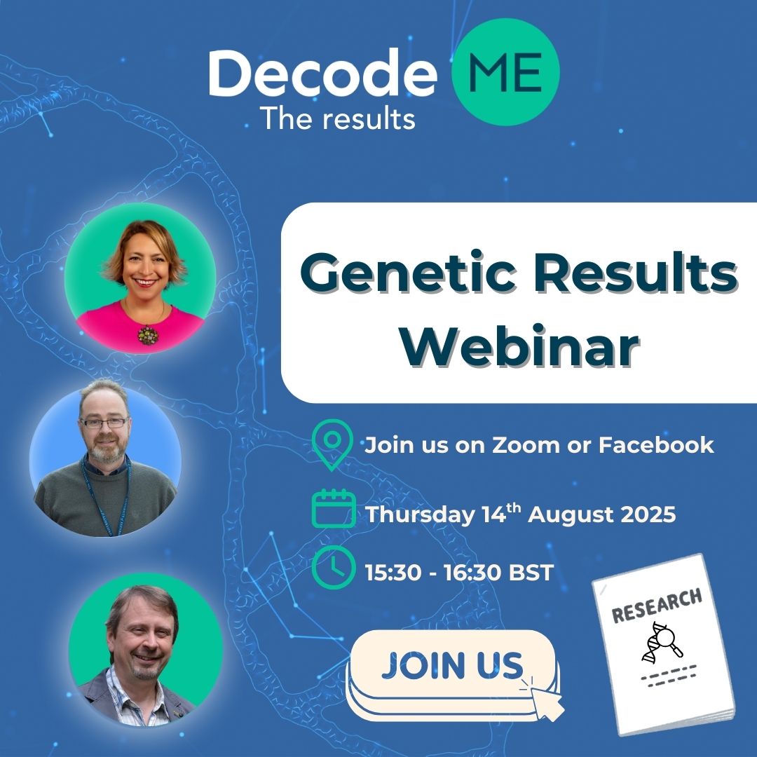 DecodeMEstudy's tweet image. Join us TOMORROW for our genetic results webinar!
Register here: shorturl.at/fnB67
There are limited spots to join on Zoom (registering does not guarantee a spot). Don’t worry though, we will be recording it and we will also be sharing it live on Facebook at the time.