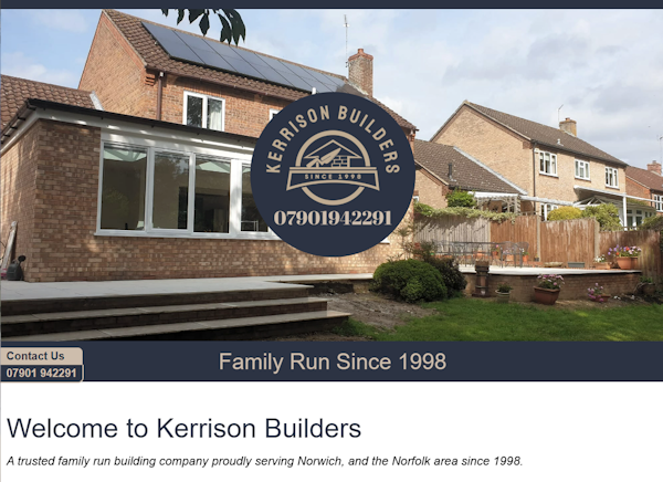OMD Websites launches #responsive #website for #Norwich #Norfolk business Kerrison Builders: A family run business for over 25 years, bricklaying, extensions, patios, driveways, fencing, garden walls, ground works, &amp; all aspects of general building. kerrisonbuilders.com