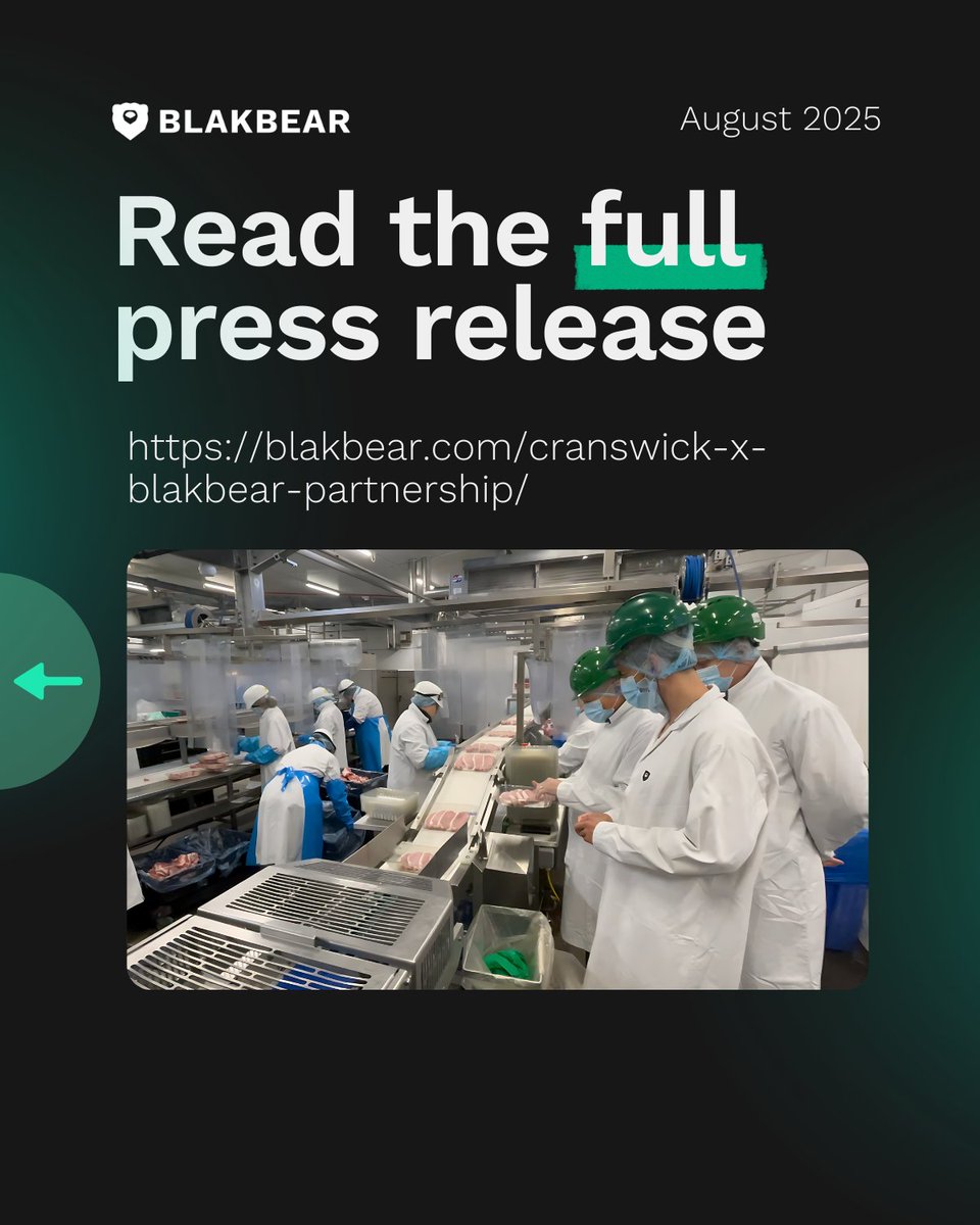 BlakBear (@blakbear_) on Twitter photo BlakBear partners with <a href="/CranswickPlc/">Cranswick Plc</a> to launch a Digital Quality Program, adding digital shelf-life testing for 17 manufacturing sites across the UK using BlakBear's freshness sensors and AI software. This is a milestone for delivering product quality throughout the supply chain. BlakBear partners with <a href="/CranswickPlc/">Cranswick Plc</a> to launch a Digital Quality Program, adding digital shelf-life testing for 17 manufacturing sites across the UK using BlakBear's freshness sensors and AI software. This is a milestone for delivering product quality throughout the supply chain.