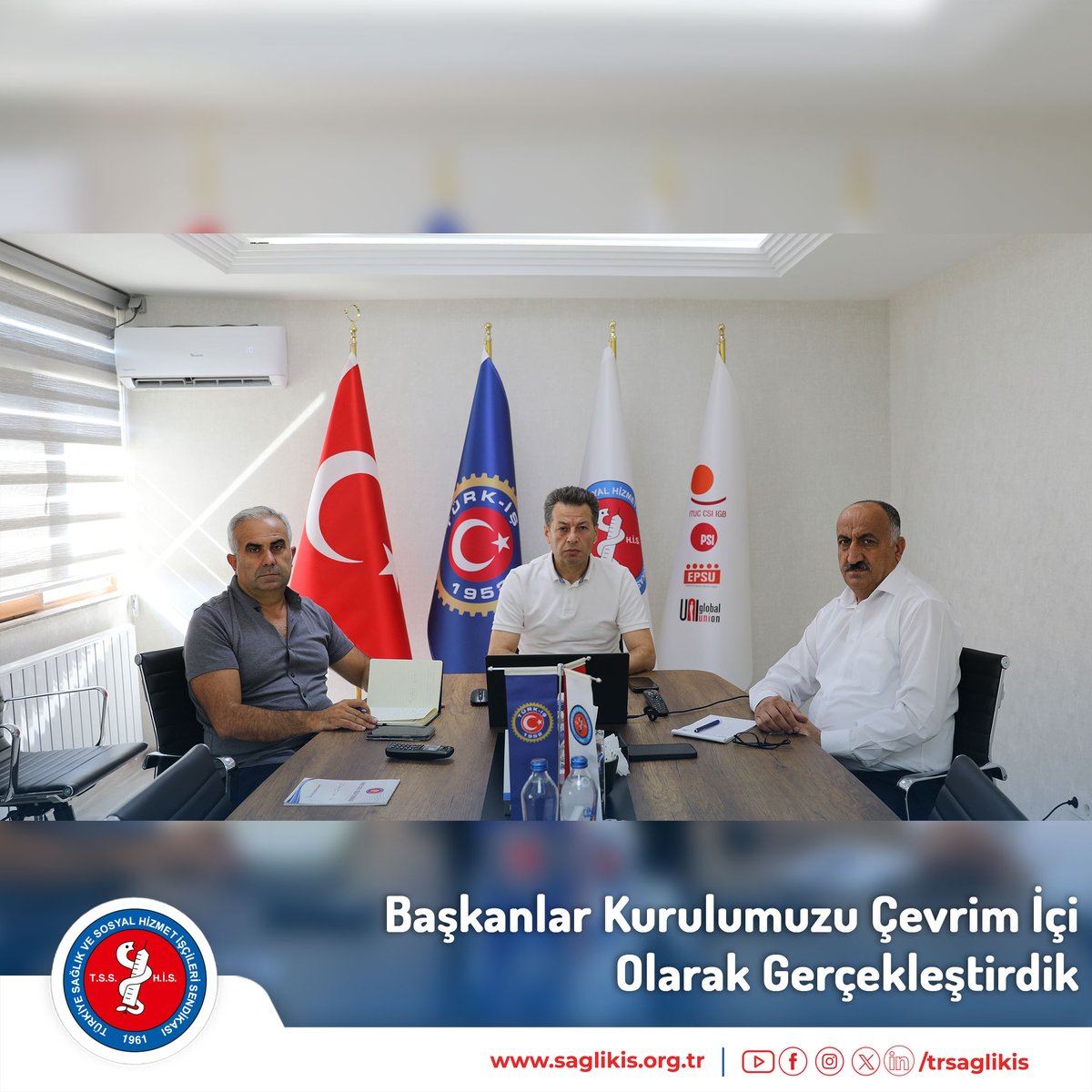trsaglikis's tweet photo. Başkanlar Kurulumuzu Çevrim İçi Olarak Gerçekleştirdik

Türkiye Sağlık ve Sosyal Hizmet İşçileri Sendikası olarak, Genel Başkanımız Sayın Hakan Toy’un liderliğinde; Genel Sekreterimiz Adem Sarıçoban, Merkez Yönetim Kurulu Üyelerimiz ve Şube Başkanlarımızın katılımıyla Başkanlar Kurulumuzu çevrim içi ortamda gerçekleştirdik.

Haberin devamı için👇
https://t.co/0UzKlZxYsJ