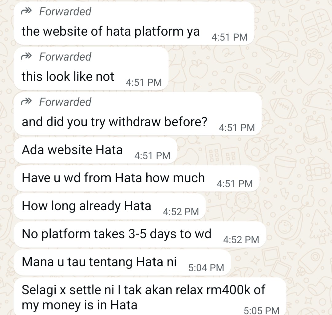 norazambudin's tweet photo. So apparently, Hata does not allow his customers to withdraw their own money. This person has given proof of the source of funds.

@hatamalaysia holds her money. Previously this person was using a different platform.

What do you think abt Hata? https://t.co/uIa0ryv9F4