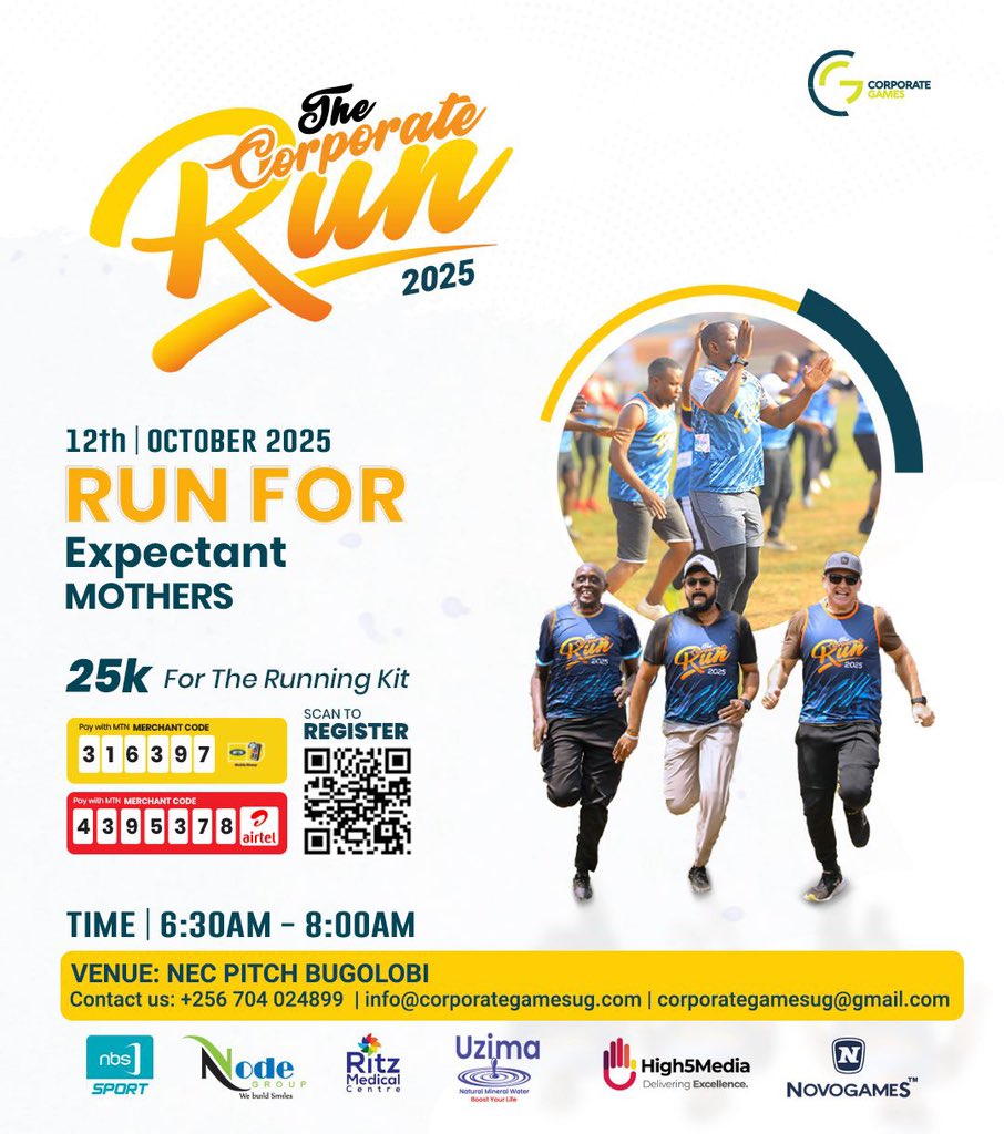 Keith__OTL's tweet photo. Running with purpose. 🏃♂️💛 Corporate Run 2025 — every step counts towards healthier beginnings for mothers and babies.
📅 12th October 2025
Let’s make the miles matter.
#CorporateRun2025 #CorporateGamesUG #RunForMothers @irumanyika https://t.co/eLtWDU74hY