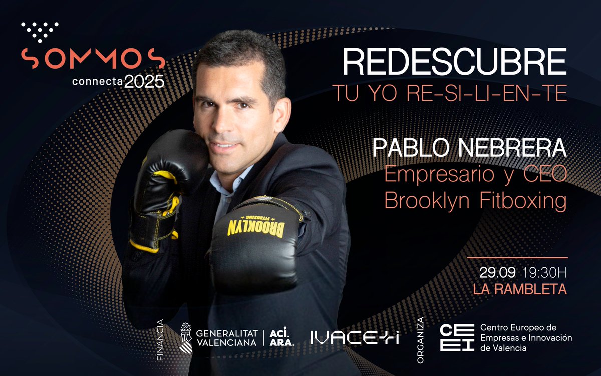 🥊"Tú eres el principal activo de tu empresa. ¿Cuál es tu estrategia de resiliencia?"

En #SOMMOSconnecta25, Pablo Nebrera de <a href="/BrooklynFitbox/">Brooklyn Fitboxing</a> compartirá su fórmula para liderar con éxito sin perder el equilibrio personal.

🗓 29/09
📍 <a href="/La_Rambleta/">Rambleta</a>

➡️ emjs.es/rrssSOMMOS25
